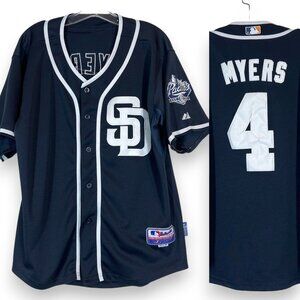 Majestic San Diego Padres Jersey Myers Baseball Size 48 Blue White Embroidered